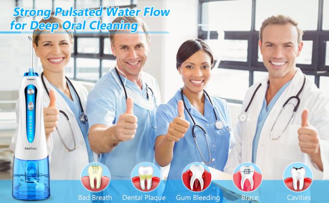 Agua sin cuerda Flosser dental, IPX7Waterproof recargable Irrigator oral portátil de Electric para el viaje casero, 5 modos y 6 el jet T